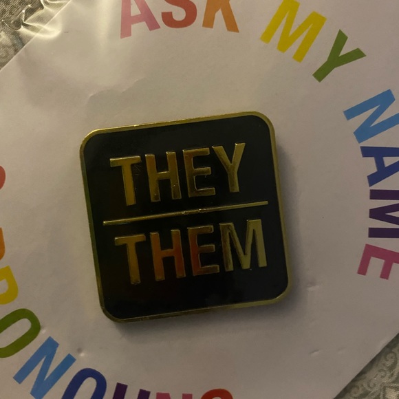 Pride two pins ask my name pronoun they them pins lot -New - Picture 2 of 6